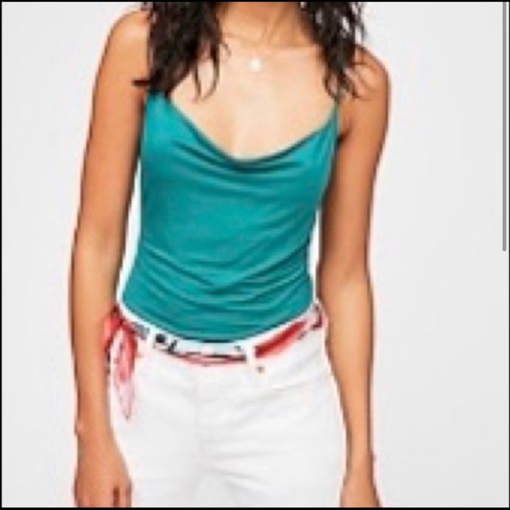 Free People Cowl Neck Tank Emerald